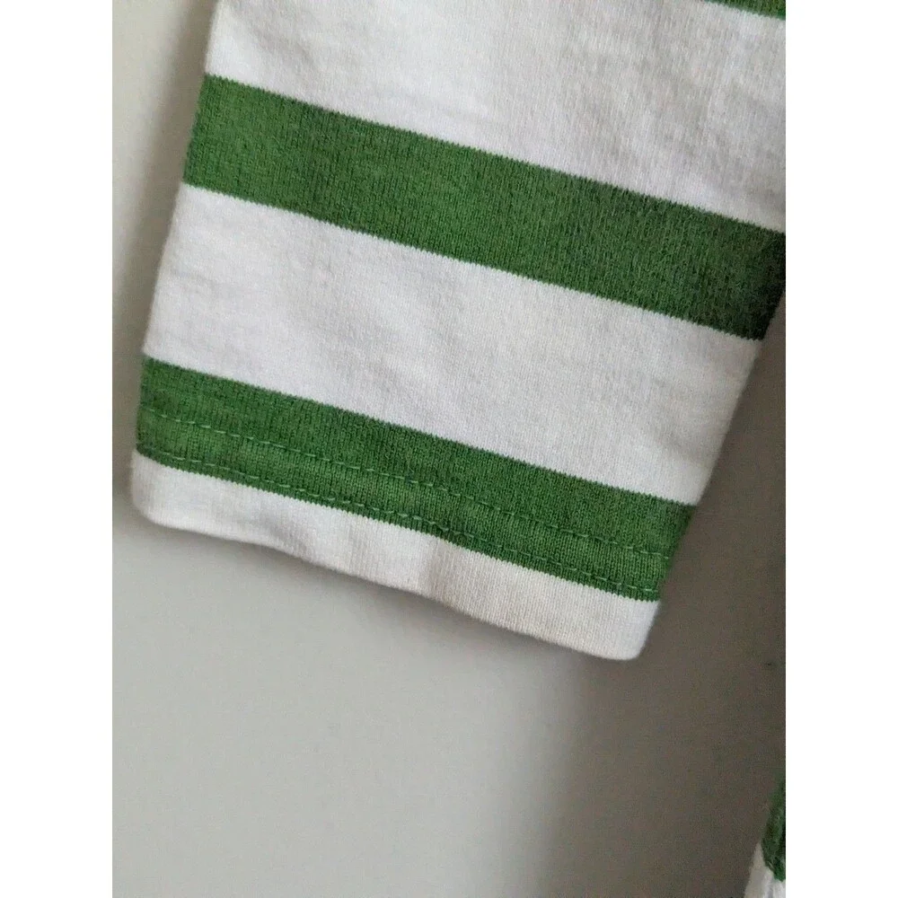 Y2K Gymboree Girls 6 Green Stripe Dress Scooter Rugby Prep School Apple Applique